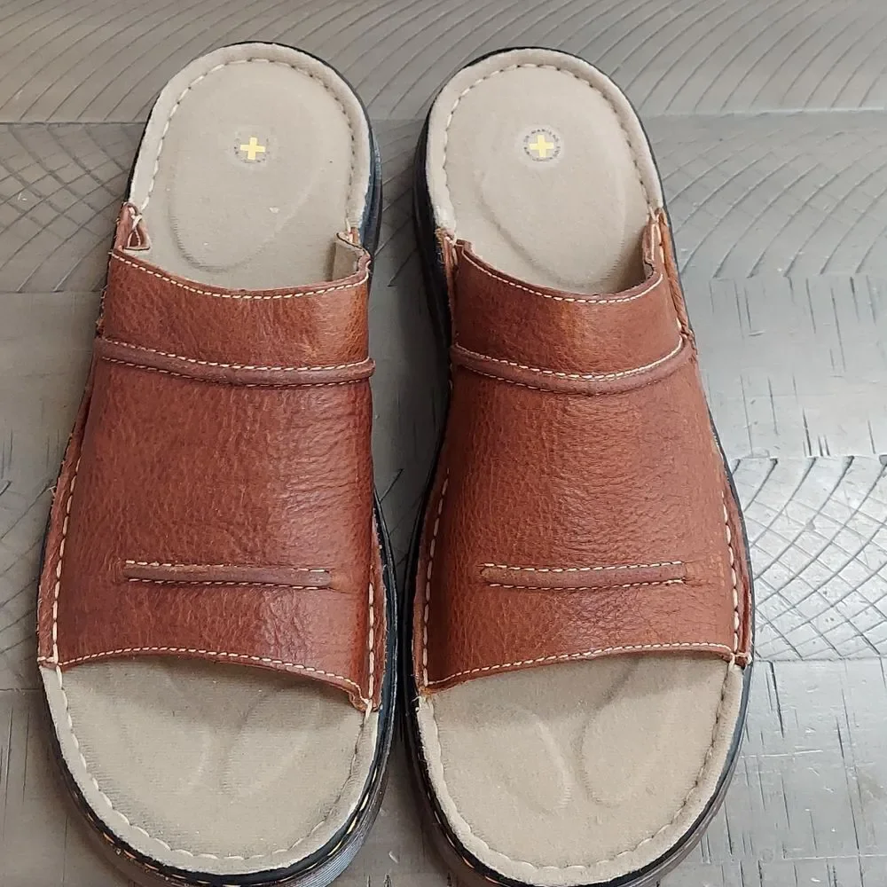 Dr. Martens 8B72 Brown Leather Slides Sandals Sz 13